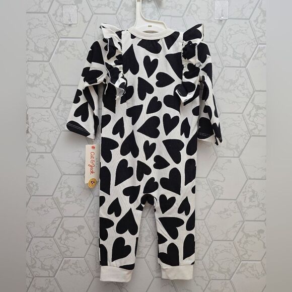 NWT Baby Girl's Heart Ruffle Romper Valentine's Day Halloween Christmas - Picture 3 of 9
